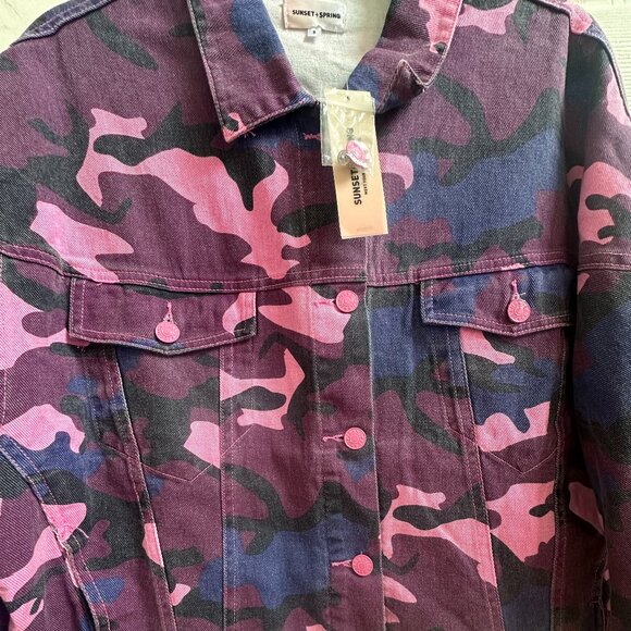 The Sunset & Spring denim Camo jacket in pink and purple - Picture 4 of 6